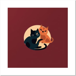 Black and orange cats Posters and Art